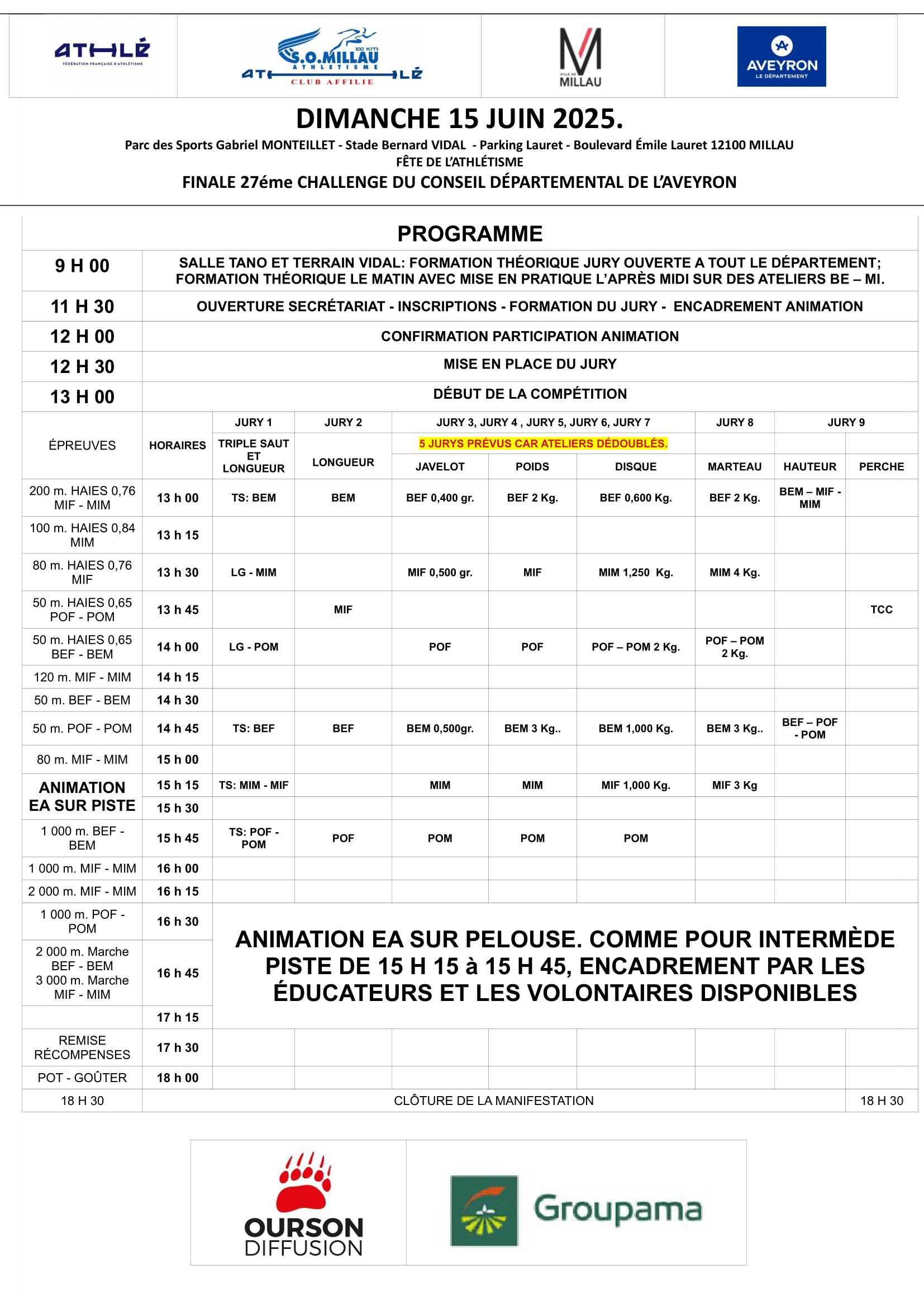 Programme de la finale